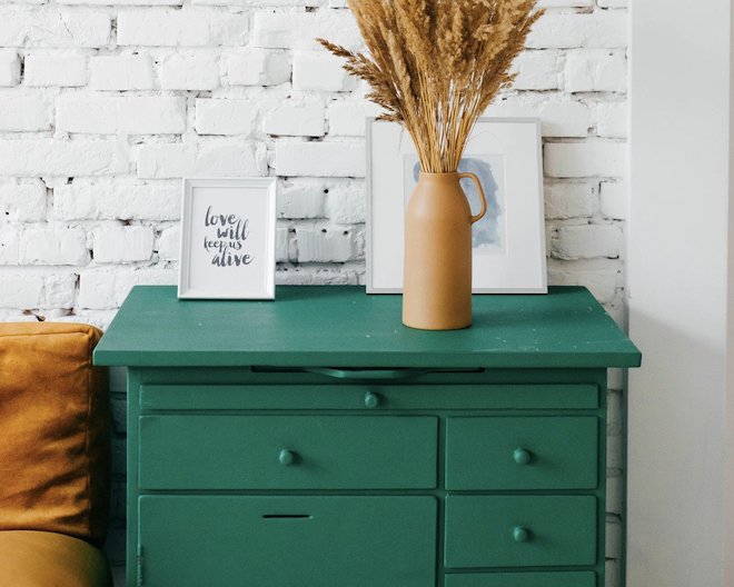 image showing a green chest of drawers